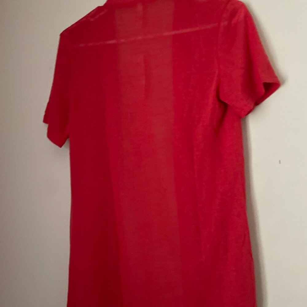Sheer Red Open-Front Cardigan - Picture 6 of 7